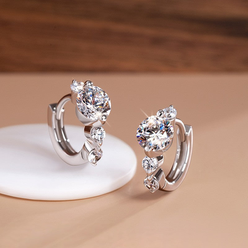925 Sterling Silver Moissanite Earrings for Daily Wear