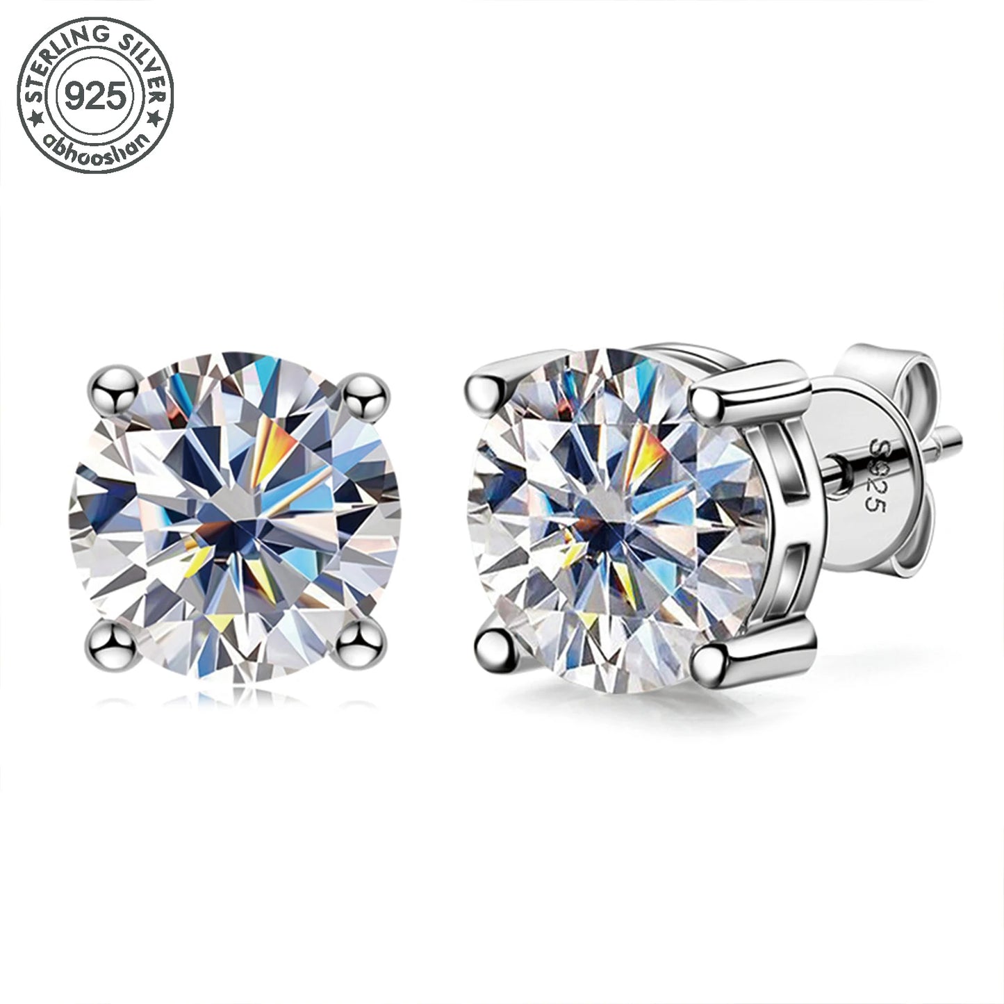 Moissanite 925 Sterling Silver Stud Earrings for Women Jewelry Gift