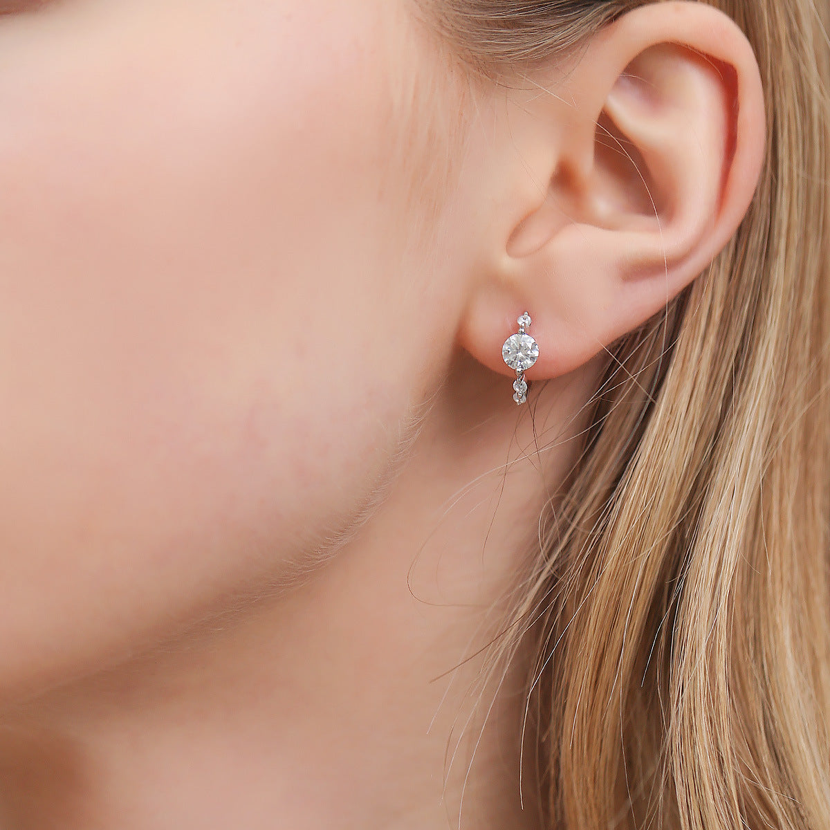 925 Sterling Silver Moissanite Earrings for Daily Wear