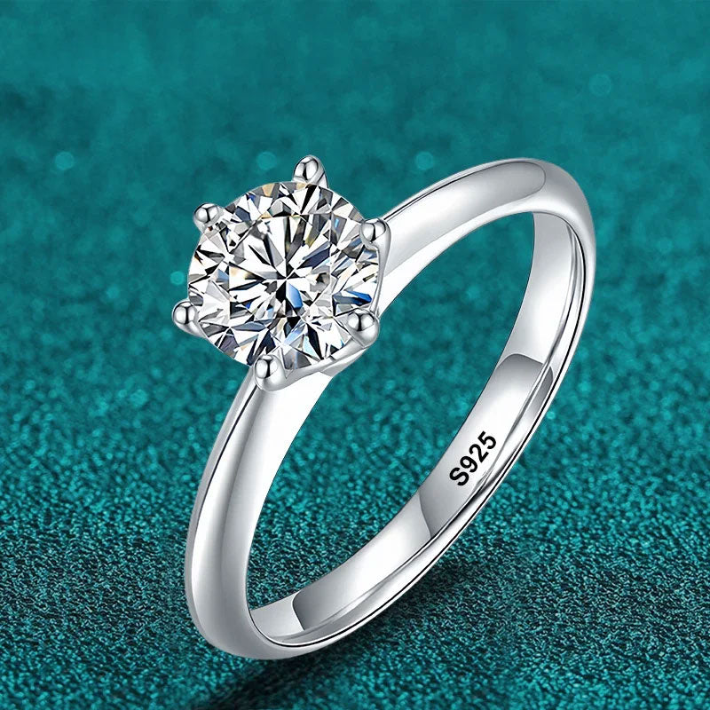 Moissanite Ring 925 Sterling Silver Women’s Classic Engagement Jewelry