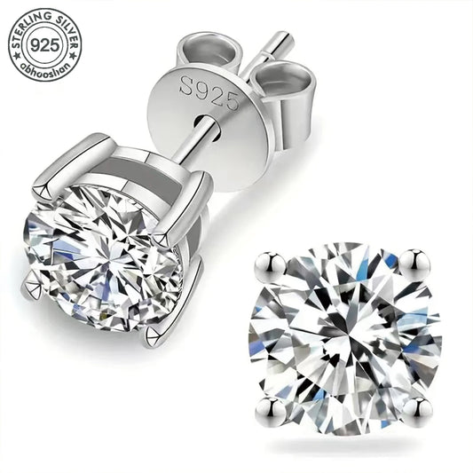Moissanite 925 Sterling Silver Stud Earrings for Women Jewelry Gift