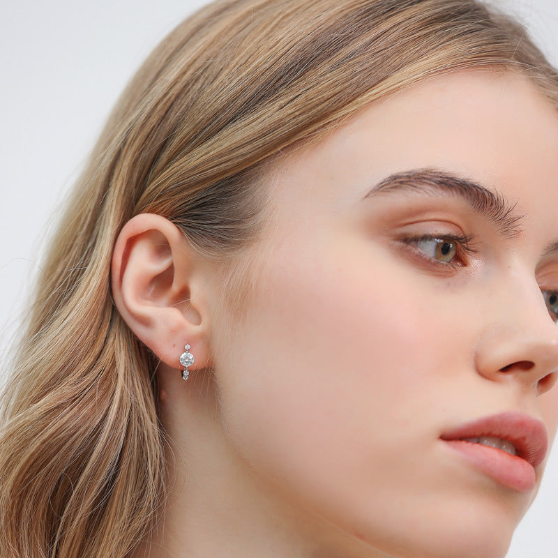 925 Sterling Silver Moissanite Earrings for Daily Wear