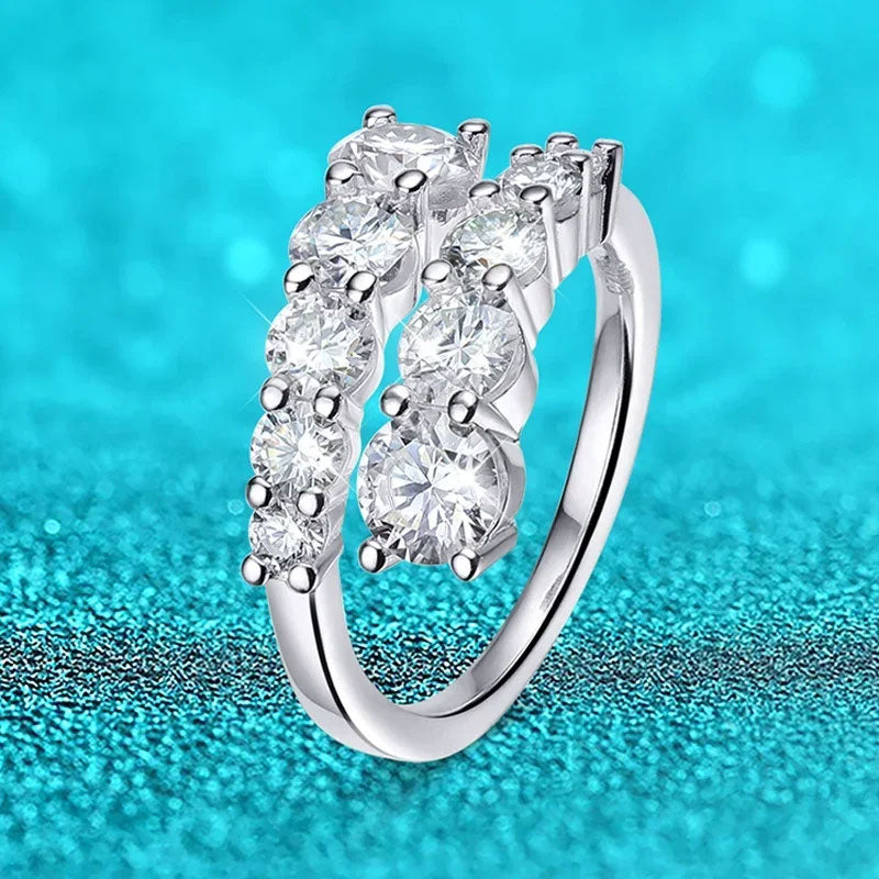 Moissanite Ring 925 Sterling Silver Elegant Sparkling Jewelry for Women
