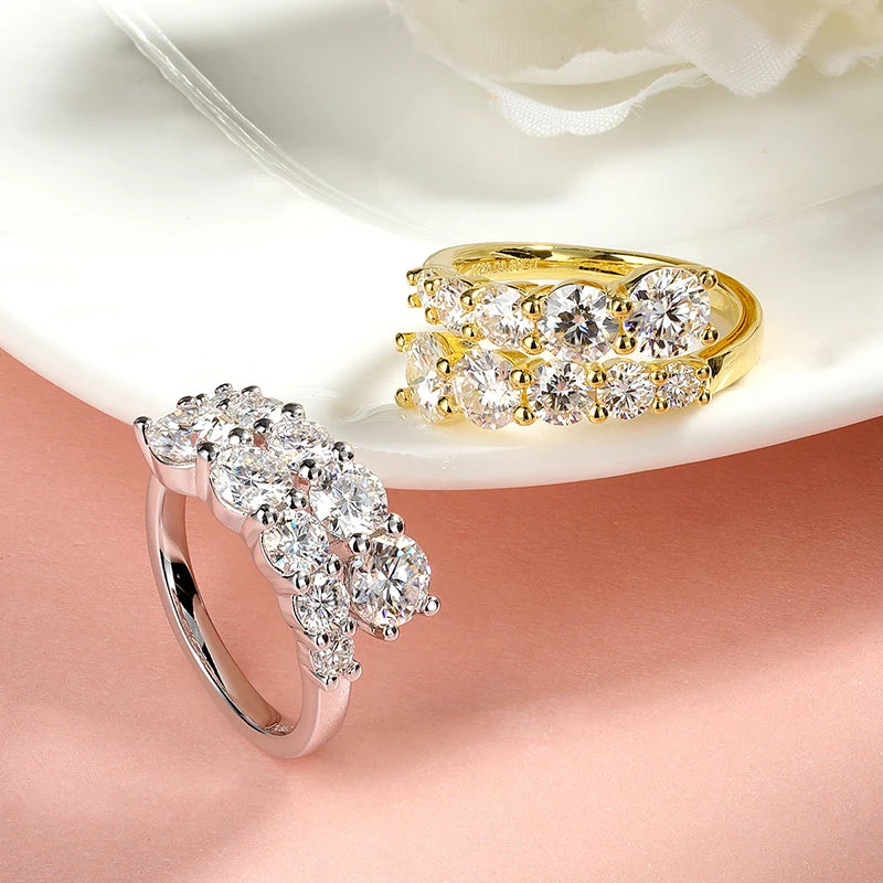 Moissanite Ring 925 Sterling Silver Elegant Sparkling Jewelry for Women