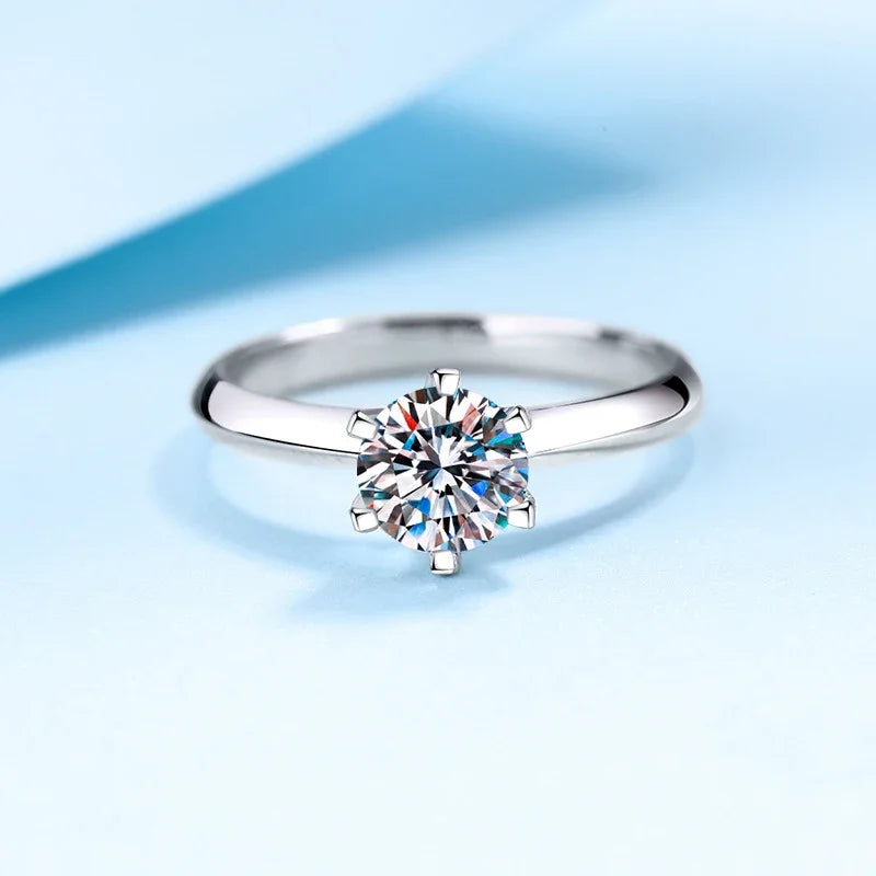 Moissanite Ring 925 Sterling Silver Women’s Classic Engagement Jewelry