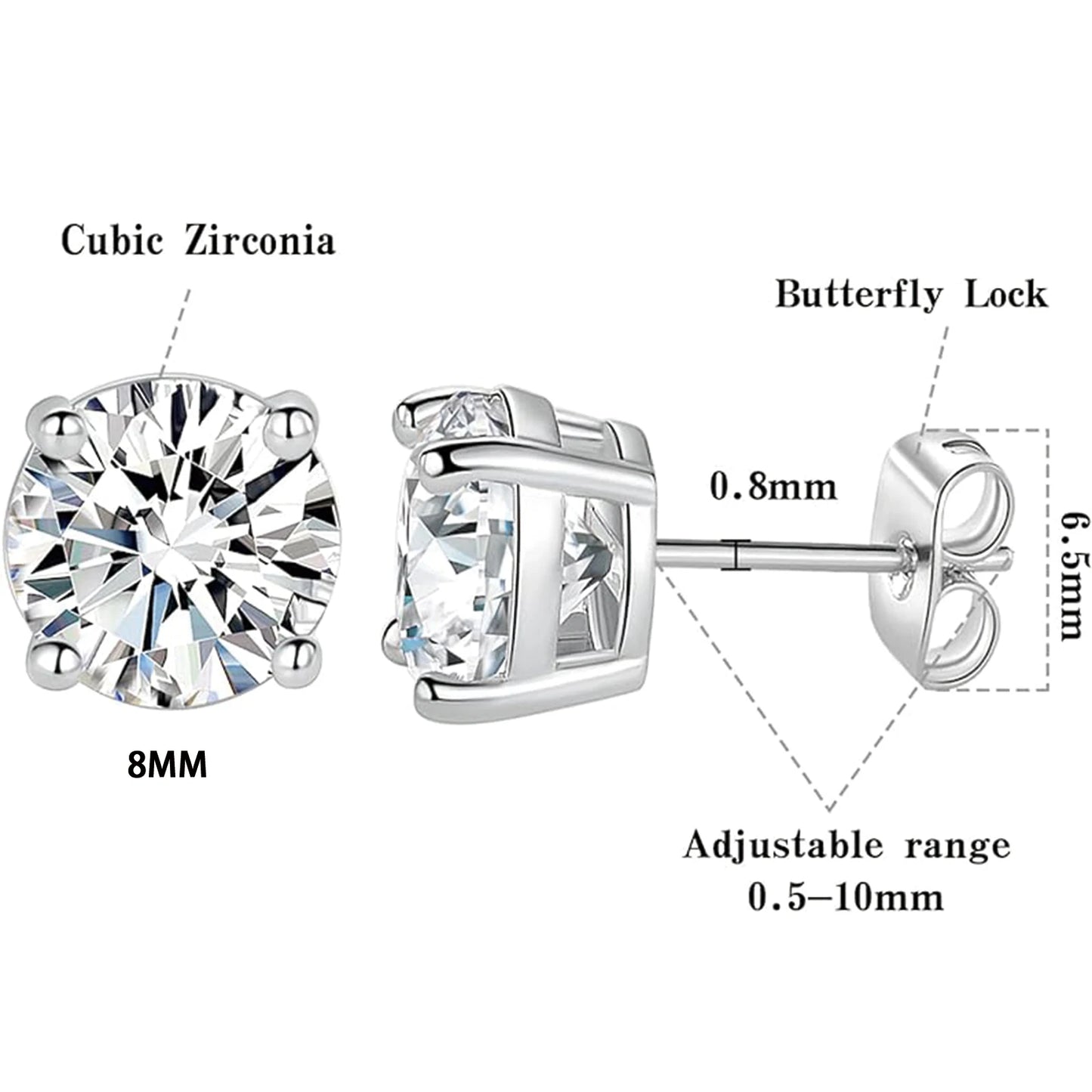 Moissanite 925 Sterling Silver Stud Earrings for Women Jewelry Gift