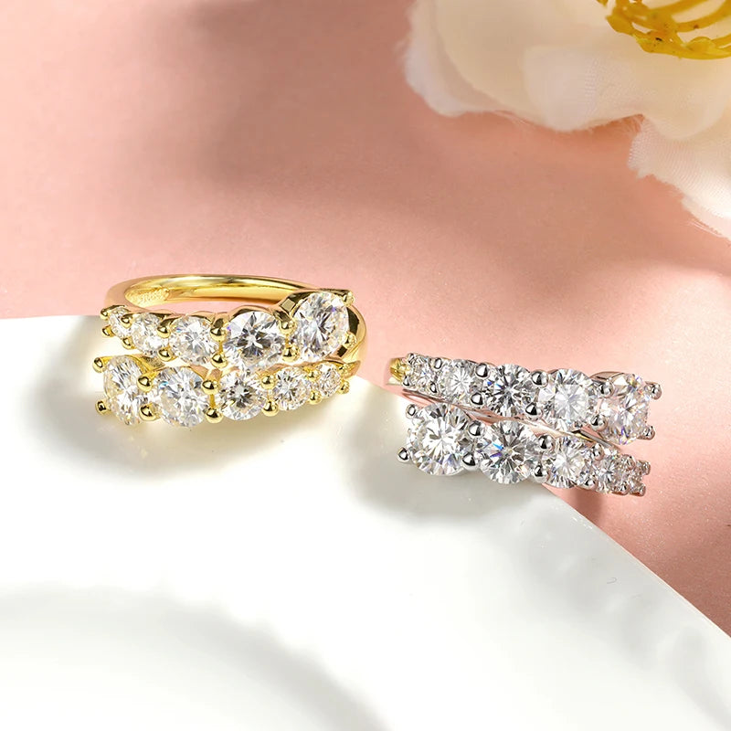 Moissanite Ring 925 Sterling Silver Elegant Sparkling Jewelry for Women