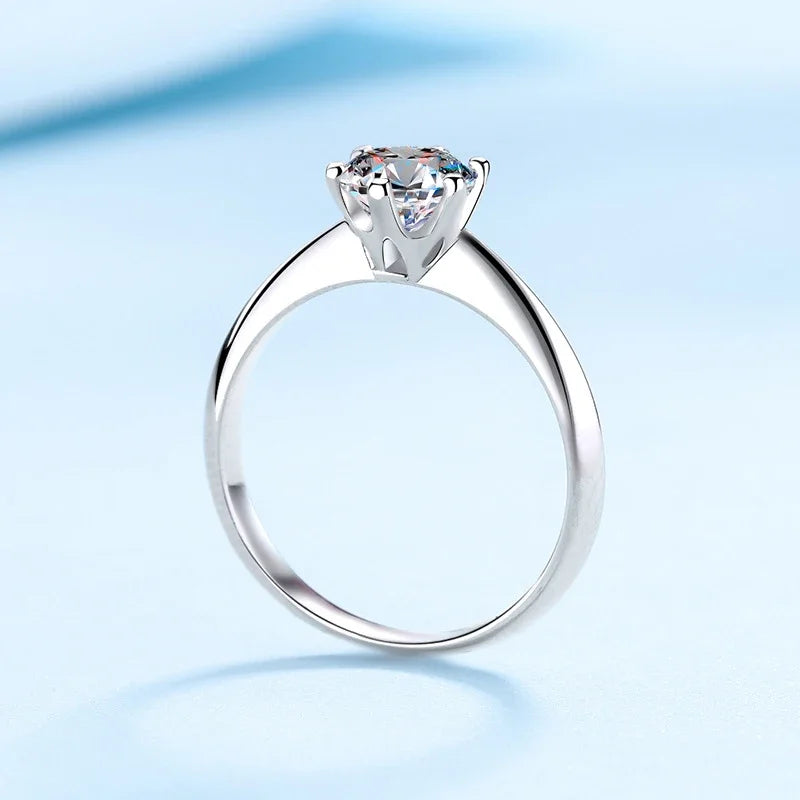 Moissanite Ring 925 Sterling Silver Women’s Classic Engagement Jewelry