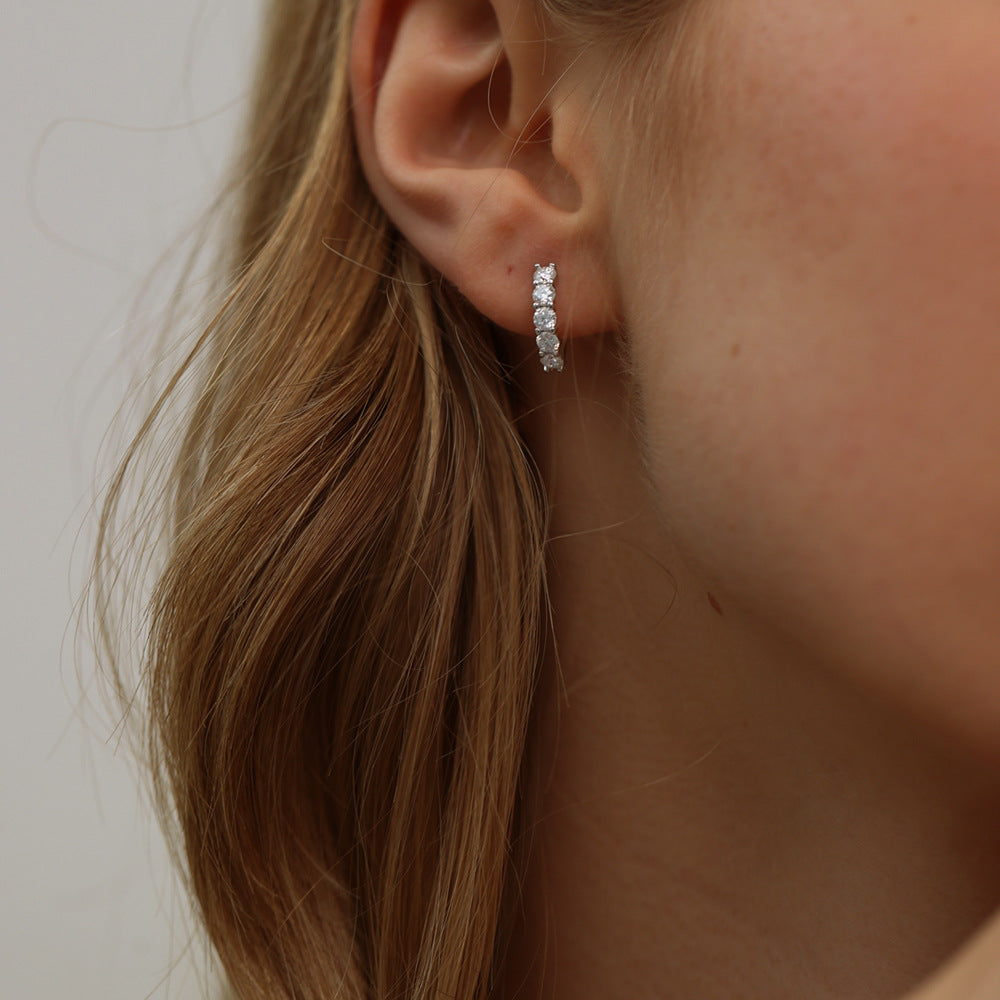 Moissanite Hoop Earrings 925 Sterling Silver Round Cut Sparkling Jewelry for Women