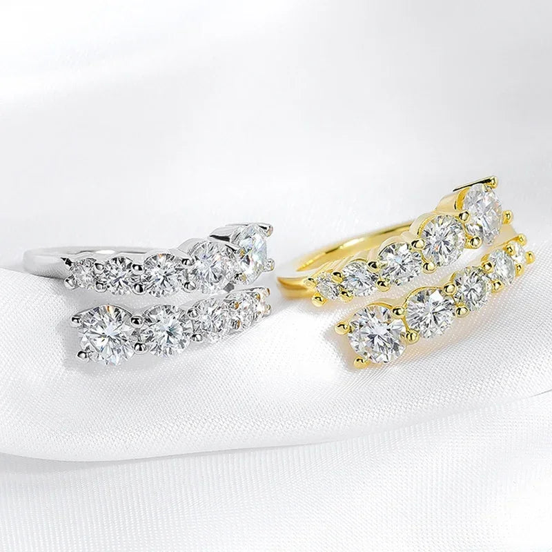 Moissanite Ring 925 Sterling Silver Elegant Sparkling Jewelry for Women