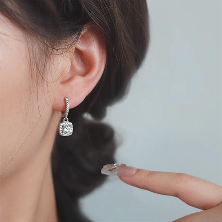 925 Sterling Silver Moissanite Drop Earrings for Women