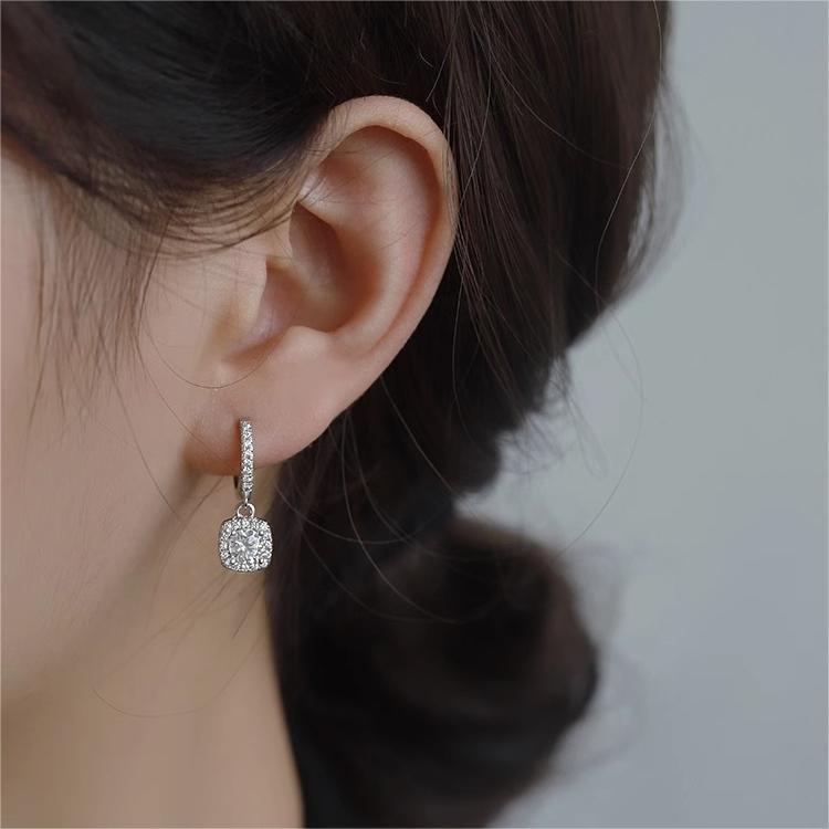 925 Sterling Silver Moissanite Drop Earrings for Women
