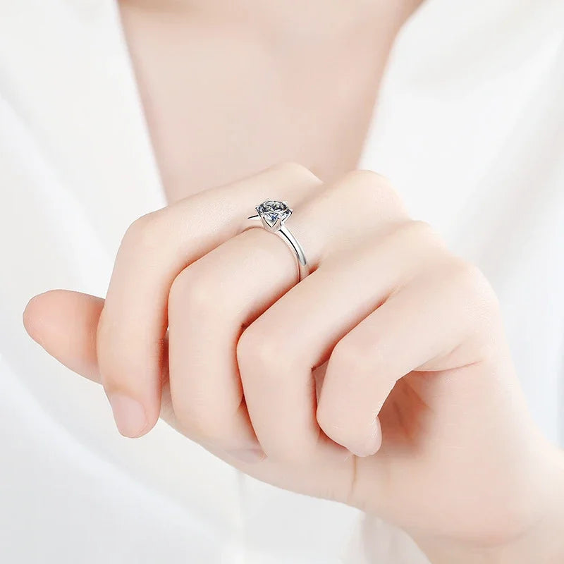 Moissanite Ring 925 Sterling Silver Women’s Classic Engagement Jewelry