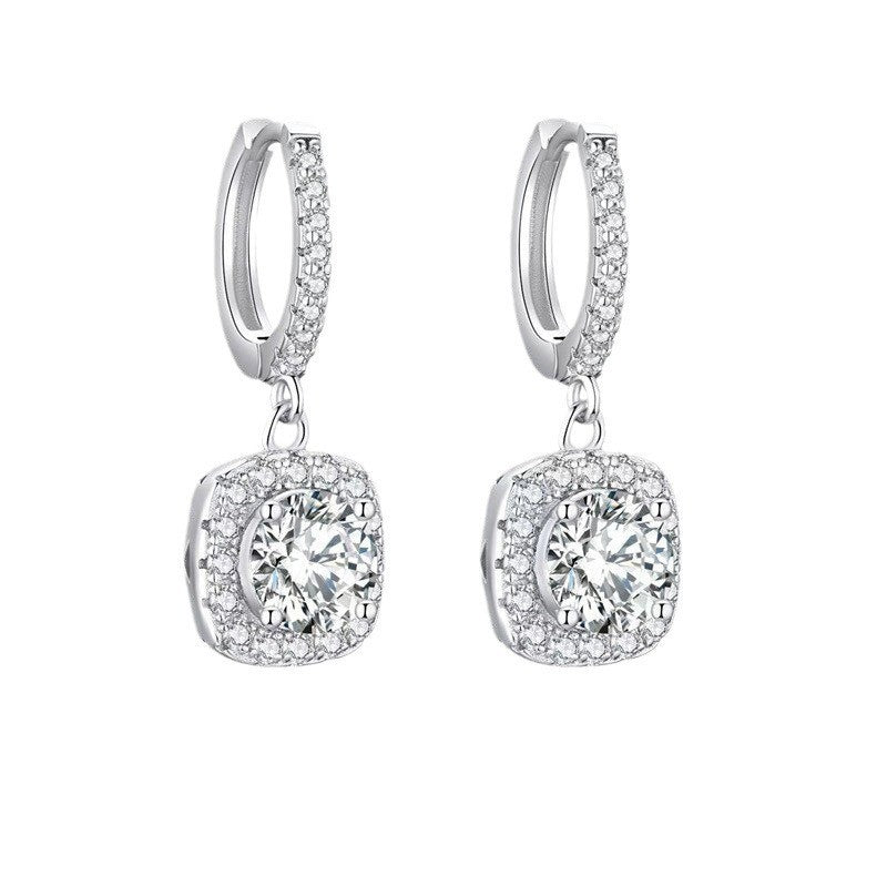 925 Sterling Silver Moissanite Drop Earrings for Women