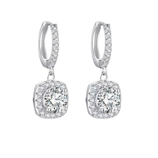 925 Sterling Silver Moissanite Drop Earrings for Women