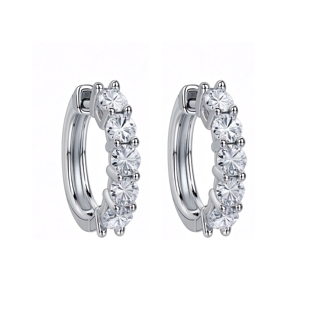 Moissanite Hoop Earrings 925 Sterling Silver Round Cut Sparkling Jewelry for Women