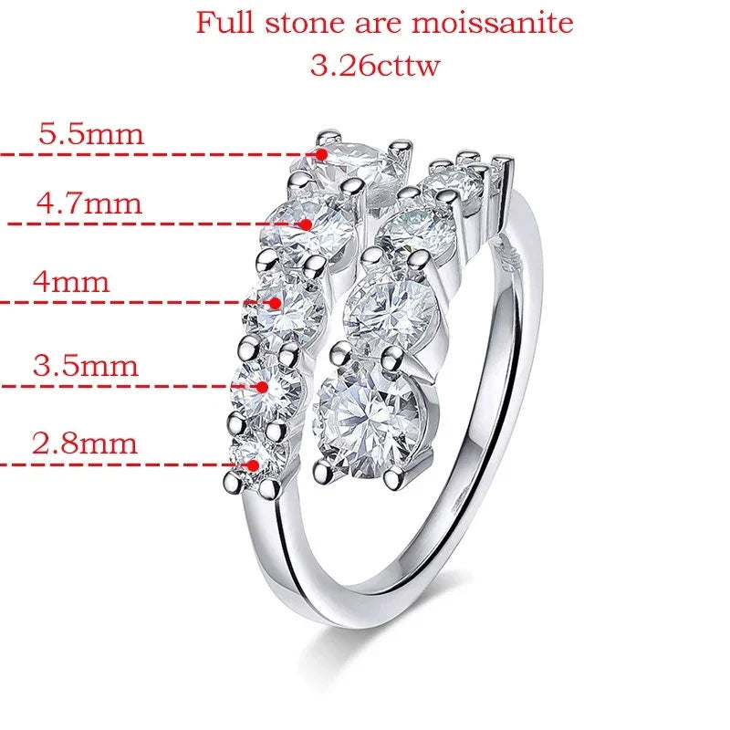 Moissanite Ring 925 Sterling Silver Elegant Sparkling Jewelry for Women