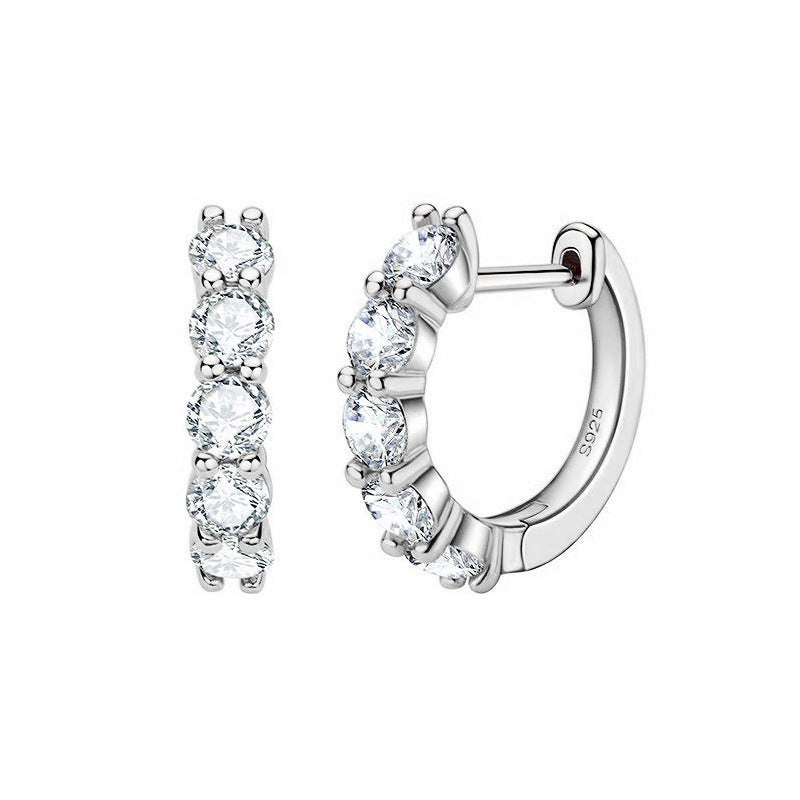 Moissanite Hoop Earrings 925 Sterling Silver Round Cut Sparkling Jewelry for Women