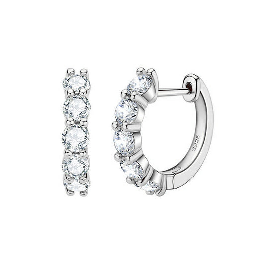 Moissanite Hoop Earrings 925 Sterling Silver Round Cut Sparkling Jewelry for Women