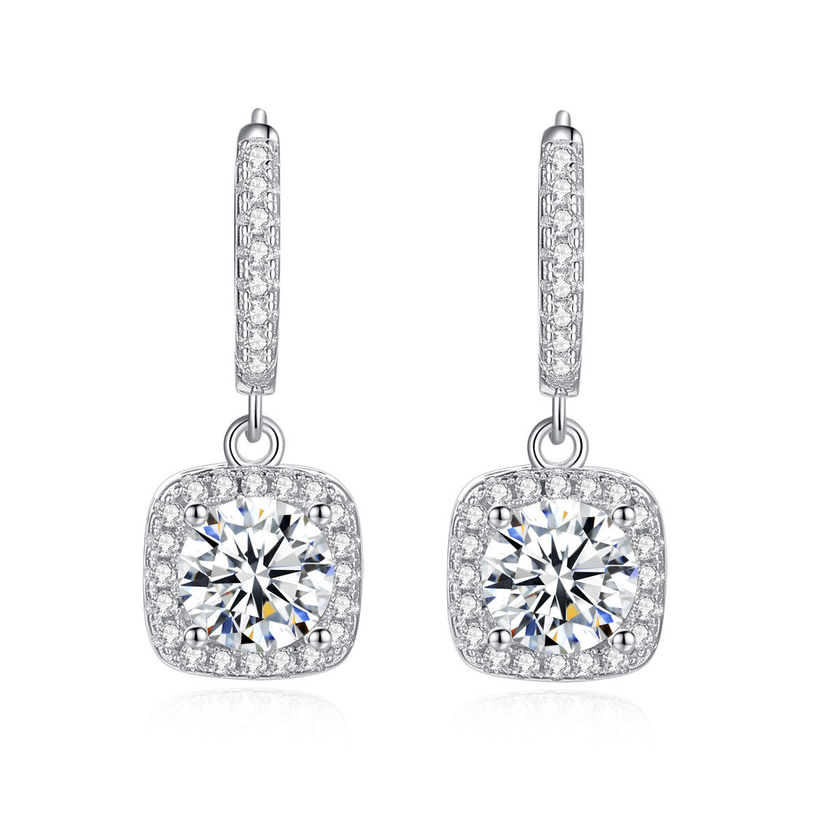 925 Sterling Silver Moissanite Drop Earrings for Women