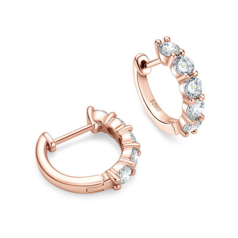 Moissanite Hoop Earrings 925 Sterling Silver Round Cut Sparkling Jewelry for Women